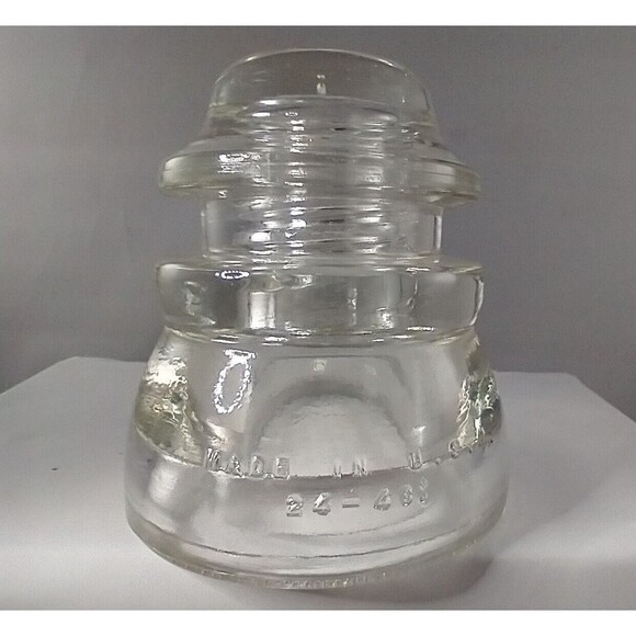 Vintage Hemingray #45  24-48 made in USAClear Glass Insulator. CHIP FREE - Picture 1 of 6